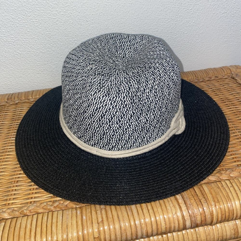 Magid Hats 100% Paper Straw Floppy Sun Women's Beach Hat Black Two-Tone